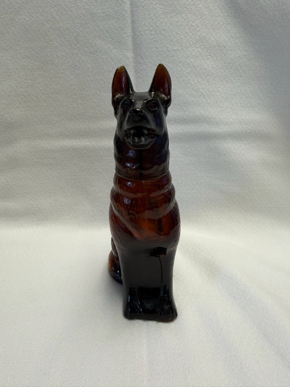 Avon Vintage Amber Glass German Shepherd Cologne Bottle